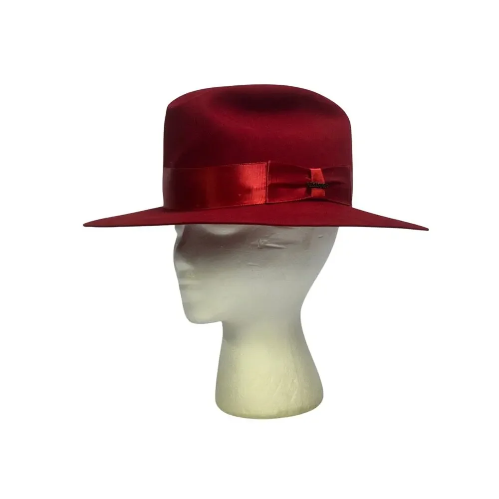 Resistol Self Conforming 5X Beaver Vintage Creased Satin Band 'Madera' Red Hat - Picture 2 of 9